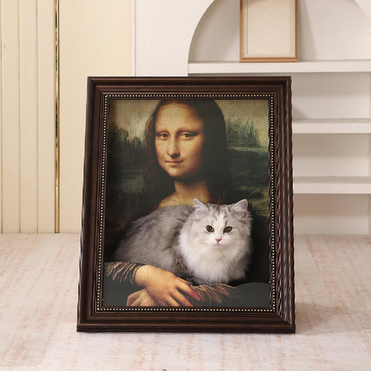 🐈️Mona Lisa Obraz Olejny Rama Łóżko dla kota